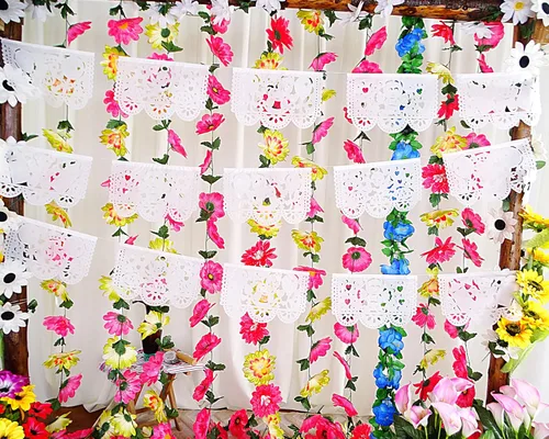 Miniatura 7 de Decoración de fiesta de baby shower para niño o niña, más de 60 pies de papel de seda blanco Picado blanco guirnaldas con ángeles, caballos