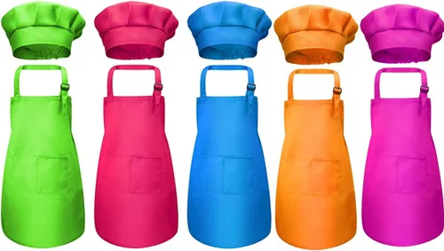 Tamicy Juego de gorro y delantal de chef para niños de 10 piezas