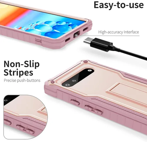 Miniatura 2 de ExoGuard Funda para Google Pixel 6A, funda de goma a prueba de golpes de cuerpo completo viene con un protector de pantalla de vidrio templado