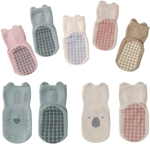 Miniatura 7 de Calcetines tobilleros antideslizantes para bebés con agarres, calcetines de algodón antideslizantes para bebés, niñas y niños