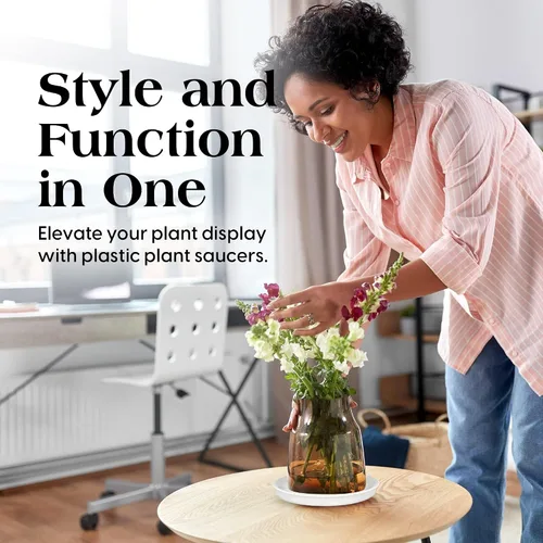 Miniatura 8 de SLS SUPPLY FLORA - Platillos duraderos para plantas, paquete de 12 tamaños surtidos, platillos para macetas, elegantes platillos para interiores