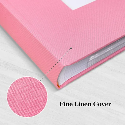 Miniatura 6 de Mublalbum Álbum de fotos de 4 x 6 pulgadas, 300 fotos, cubierta de lino con áreas de notas, libro de fotos para boda, familia, bebé y vacaciones Rosa