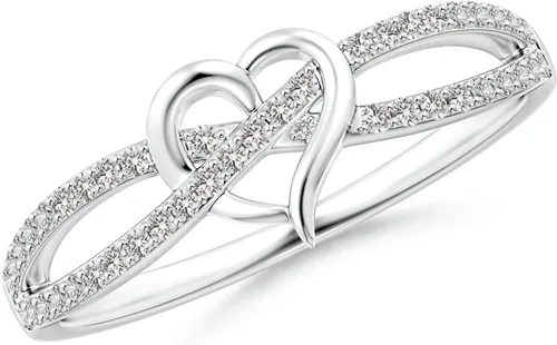 Angara Anillo de promesa de diamante natural para mujeres, niñas en plata de ley oro macizo de 14 quilates, piedra natal de abril, regalo para su
