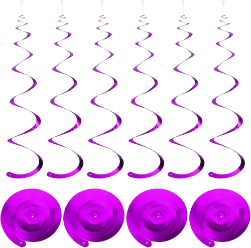 Miniatura 9 de MECCANIXITY 30 remolinos colgantes de fiesta negros de una sola tira para colgar decoraciones de 27.6 pulgadas, serpentinas colgantes de plástico
