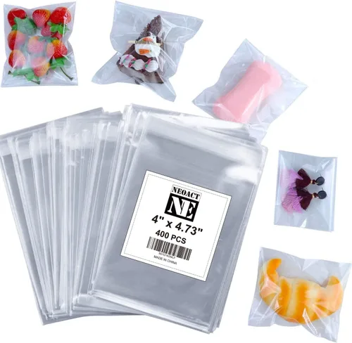 Miniatura 15 de 800 piezas de bolsas transparentes resellables de celo/celofán de 3 tamaños con 4×6, 5×7, 6×9 pulgadas, ideales para panadería, aperitivos, velas