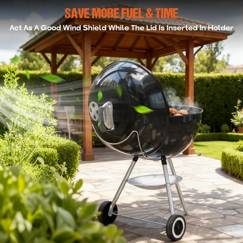 Miniatura 5 de onlyfire Soporte de tapa de acero inoxidable Slide-a-Side para parrillas de carbón de 18”/22”/26