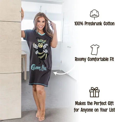 Miniatura 5 de Lazy One Camisón para mujer, divertido cuello en V para mujer