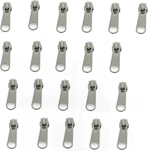 Miniatura 10 de Leekayer 50 tiradores beige #3 para cremalleras de bobina de nailon, deslizadores de cremallera de metal para chaqueta, equipaje, bolsas, bolsas a