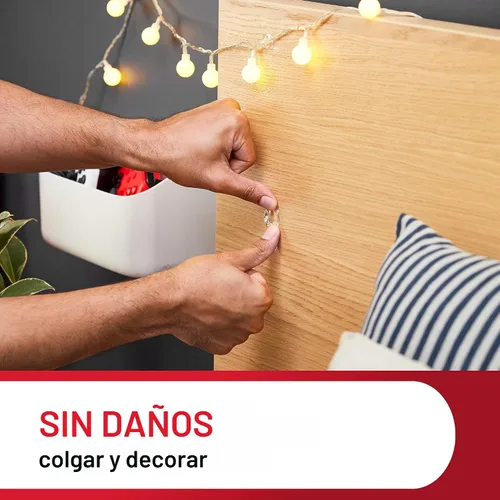 Miniatura 6 de Command - Mini clips de luz para interiores, 45 clips transparentes y 54 tiras Command, decoraciones navideñas sin daños, clips de pared para colgar