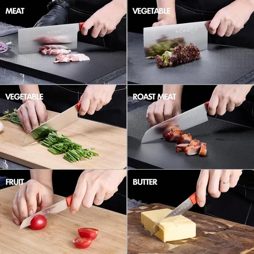 Miniatura 6 de Juego de cuchillos de cocina SHI BA ZI ZUO, cuchillo de carne, cuchillo de chef, cuchillo santoku profesional con mango de diseño ergonómico