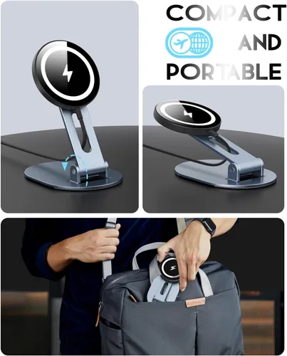 Miniatura 2 de Soporte de cargador inalámbrico magnético para cargador Mag-Safe, soporte de carga inalámbrico plegable hecho para iPhone 17/17 Pro