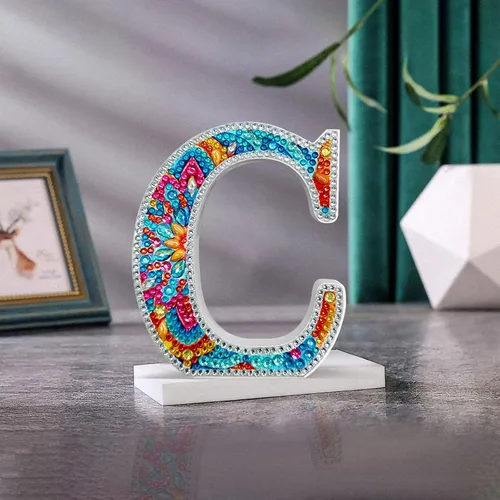 Miniatura 9 de YOYA Letras de Artesanía de Madera con Arte de Diamantes 5D de 6 Pulgadas para Decoración de Pared, Kits de Arte de Diamantes de Letras de A