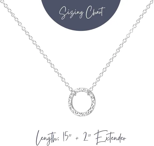 Miniatura 5 de Ava Riley Collar delicado para mujer, collar simple de plata real de 14 quilates para mujer, barra de bloqueo de perlas, círculo de karma