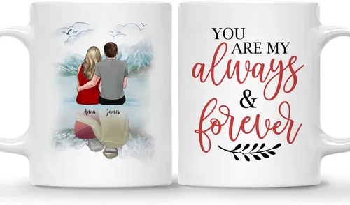 Miniatura 9 de Gossby Taza para parejas, regalo personalizado para pareja, marido, esposa, novio, novia con diseño, nombre, San Valentín, boda, aniversario, regalo