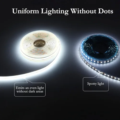 Miniatura 3 de JOYLIT Tira de luces LED COB de 24 V, 5000 K, luz blanca, impermeable, 20 pies/19.7 ft, 320 LEDs/M, uniforme CRI 90+, cinta flexible para armarios
