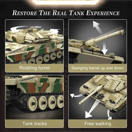 Miniatura 5 de Mould King 20020 MOC Leopard 2 tanque de juguete de alta tecnología, juego de bloques de construcción de vehículos militares, bloques de ladrillos