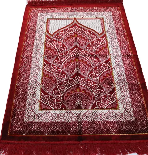 Miniatura 2 de Modefa Alfombra de oración islámica grande y ancha de terciopelo – Janamaz Sajada musulmana – Alfombra gruesa de oración turca para hombres