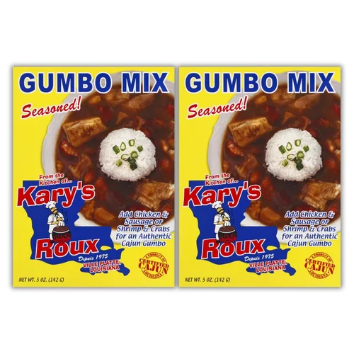 Kary's Gumbo Mix, 5 onzas (paquete de 2) – Auténtico sabor cajún en cada bocado – Eleva tu experiencia culinaria con esta caja de Gumbo