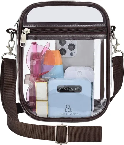 Miniatura 12 de Bolso cruzado transparente transparente de 12 × 12 × 6 para estadio transparente, bolso transparente impermeable del PVC para los acontecimientos