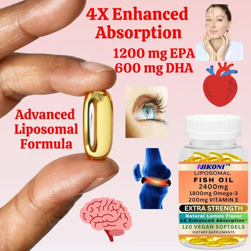 Miniatura 5 de Nikoni Aceite de pescado extra fuerte, 2400 mg cápsulas blandas con más de 1800 mg de omega-3. Alto EPA y DHA capturado en la naturaleza, 120