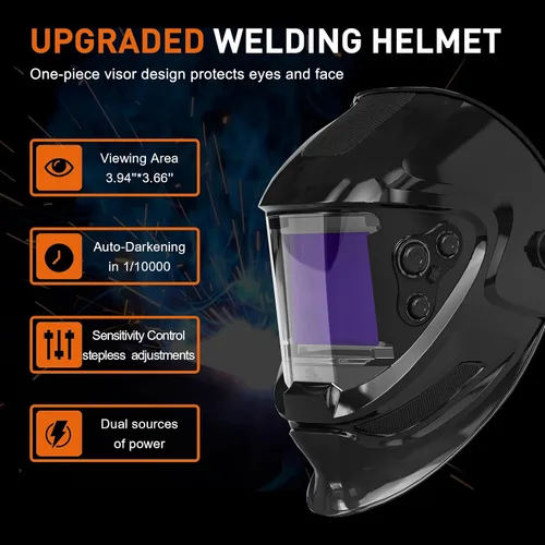 Miniatura 8 de Casco de soldadura de oscurecimiento automático, campana de soldadura de visión grande con 4 sensores de arco de sombra ancha 4 ~ 5/9-9/13