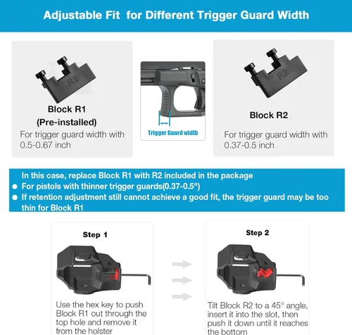 Miniatura 6 de Funda universal OWB para Glock/S&W/Sig/Springfield/CZ/Beretta/Taurus/Canik/FN/ 1911/Walther, se adapta a más de 100 pistolas para pistolas compactas
