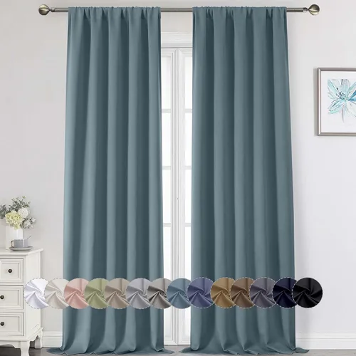 Miniatura 17 de Cortinas opacas para dormitorio, sala de estar, juego de 2 paneles de 54 pulgadas de largo, cortinas de oscurecimiento de habitación con aislamiento