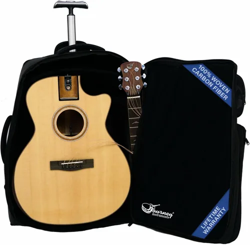 Miniatura 25 de Journey Instruments Guitarra de viaje de fibra de carbono – OB660M Guitarra acústica de bajo portátil con sistema plegable patentado – Estuche