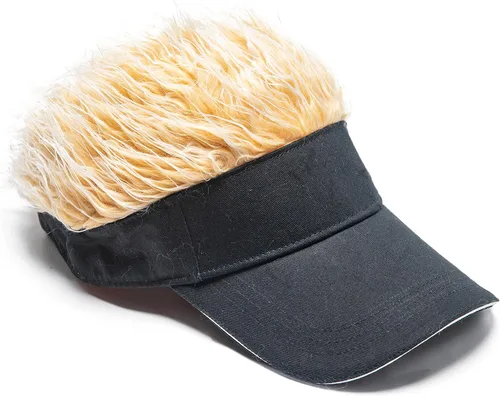 Sombreros de pelo novedosos para hombre, con púas, divertidos, viseras de golf, peluca falsa con pico de Guy Fieri, gorra de béisbol ajustable,