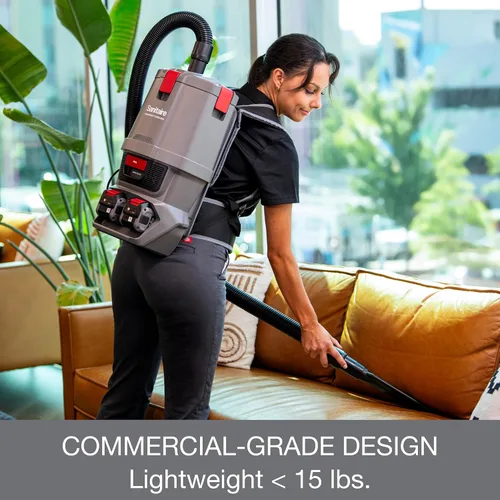 Miniatura 5 de Sanitaire Transport - Aspiradora comercial inalámbrica de mochila con varilla ajustable, baterías duales de 24V, controles de mano, SC580A. Gris