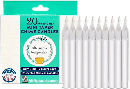 Miniatura 13 de Alternative Imagination Velas de campanillas de colores, paquete de 20 mini velas cónicas sin perfume de 4 pulgadas, velas rituales de larga