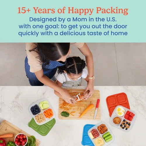 Miniatura 4 de Bentgo Easyboxes - Juego de 8 piezas de contenedores de aperitivos de 4 compartimentos con 4 bandejas y 4 tapas personalizadas para mantener