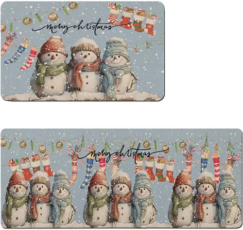 Miniatura 7 de Tapete de baño de muñeco de nieve de Navidad para bañera, antideslizante, de secado rápido y absorbente, tierra de diatomeas, fregadero, dormitorio