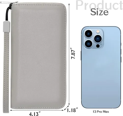 Miniatura 3 de OIDERY Cartera para tarjetas de crédito de gran capacidad para mujer, bloqueo RFID con correa extraíble
