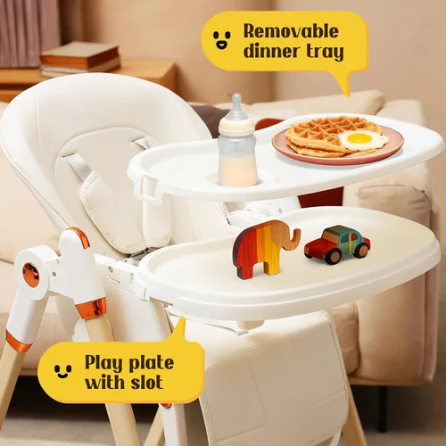 Miniatura 5 de Silla alta convertible 6 en 1 con balancín Silla alta de bebé para recién nacidos a niños pequeños (0-3 años) Ajustable, plegable y fácil
