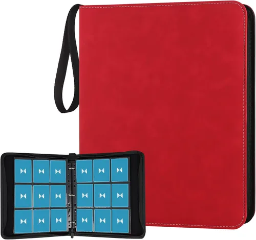 Miniatura 21 de GERMUN Carpeta de tarjetas de poliuretano, 16 bolsillos, carpetas de soporte premium para más de 1000 tarjetas, álbum de bolsillo de doble cara