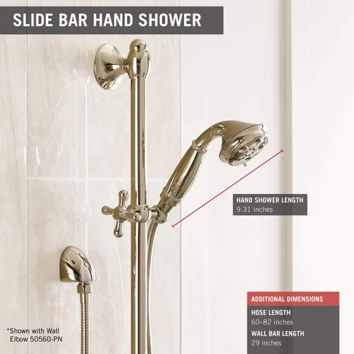 Miniatura 3 de Delta Faucet 3-Spray H2Okinetic Slide Bar ducha de mano con manguera, níquel pulido 51308-PN