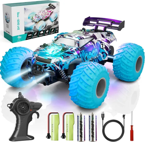 Autos de control remoto, camión RC para niños de 4 a 7 años, 8 a 12 años, juguete controlado por radio todoterreno con luces LED, 20 KMH, 40