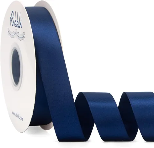 Miniatura 76 de Ribbli - Cinta de satén azul polvoriento de doble cara, 1 pulgada x 50 yardas continuas - Cinta de satén azul polvoriento para envoltura de regalos