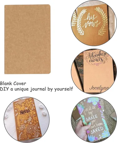 Miniatura 4 de TWONE Paquete de 3 cuadernos de viaje para viajeros o escuela, tapa blanda marrón kraft, 5.5 x 8.25 pulgadas, 96 páginas a rayas/48 hojas