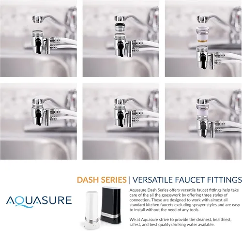 Miniatura 8 de Aquasure Sistema de filtración de agua potable para encimera de la serie Dash con bloque de carbono de 0.5 micrones (blanco)