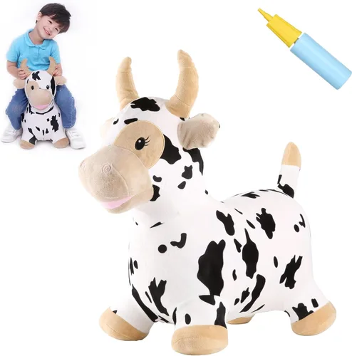 Miniatura 13 de INPANY Juguetes Saltarines de Vaca Animales de Granja para Regalos de Niña de 2 Años, Caballo Saltarín Inflable de Peluche para Niños, Montable Toro