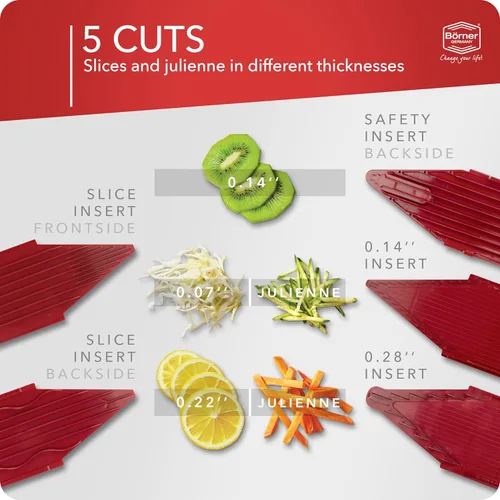 Miniatura 3 de BORNER V Mandoline Slicer Kitchen V1 ClassicLine Starter Set Börner - Calidad fabricada en Alemania, color: rojo