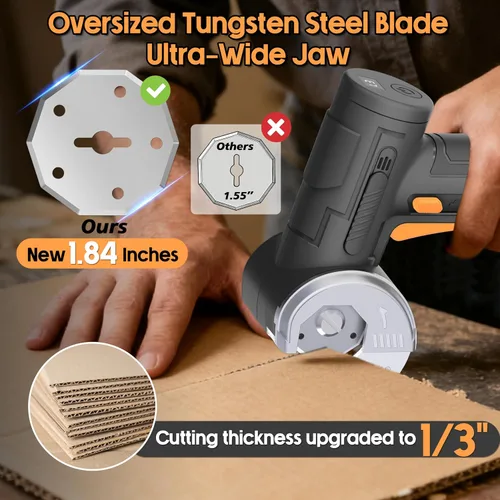 Miniatura 2 de Tijeras eléctricas inalámbricas mejoradas 2026: hoja de tungsteno más grande de 1.84 pulgadas, apertura más ancha, 320 RPM, grosor máximo de 1/3