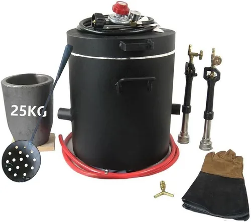 Kit de horno de fundición de propano grande de 55.1 lbs (55 libras) con crisol de 55.1 lbs, quemadores de doble forja, horno de fundición de