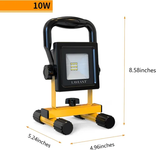 Miniatura 3 de Luces de trabajo LED recargables LAVEANT, 10W 2200mAh, 600 lúmenes, luces de inundación portátiles y ajustables, impermeables con soporte