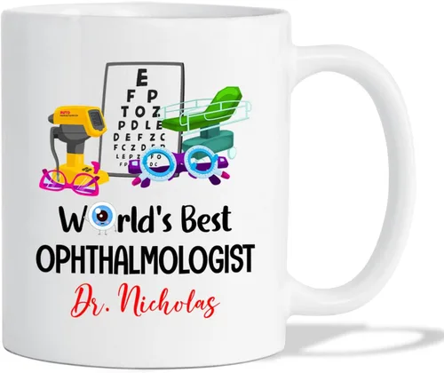 Miniatura 20 de Taza de café personalizada para oftalmólogo con texto en inglés "Thank You For Being An Awesome Oftalmologist", taza de café personalizada