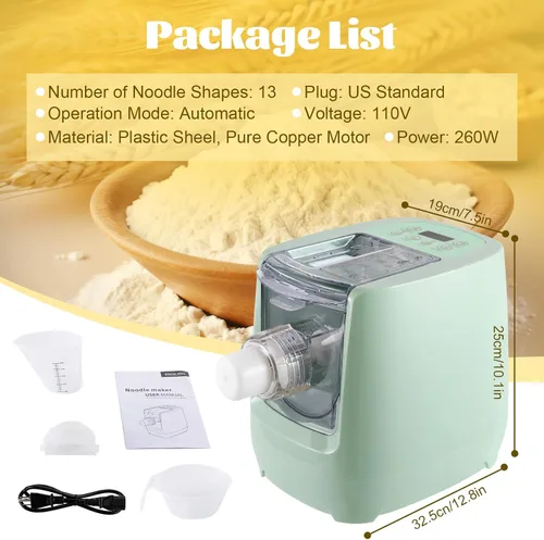 Miniatura 6 de Máquina eléctrica para hacer pasta, máquina automática para hacer pasta con 13 discos para espaguetis y fettucina y más, máquina para hacer pasta