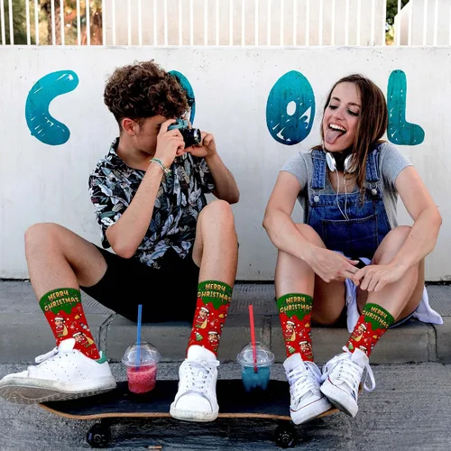 Miniatura 33 de Artsadd Calcetines personalizados para mujeres y hombres, amantes de los perros y gatos, regalos divertidos unisex personalizados