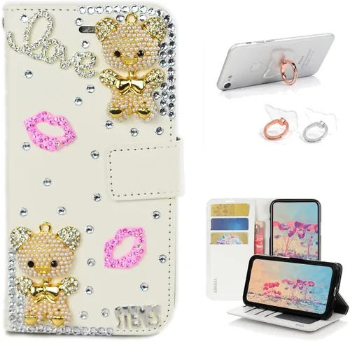 Miniatura 8 de Bling - Funda de piel con soporte para anillos, diseño 3D hecho a mano, 2 unidades, SBLDwRSSeries-18